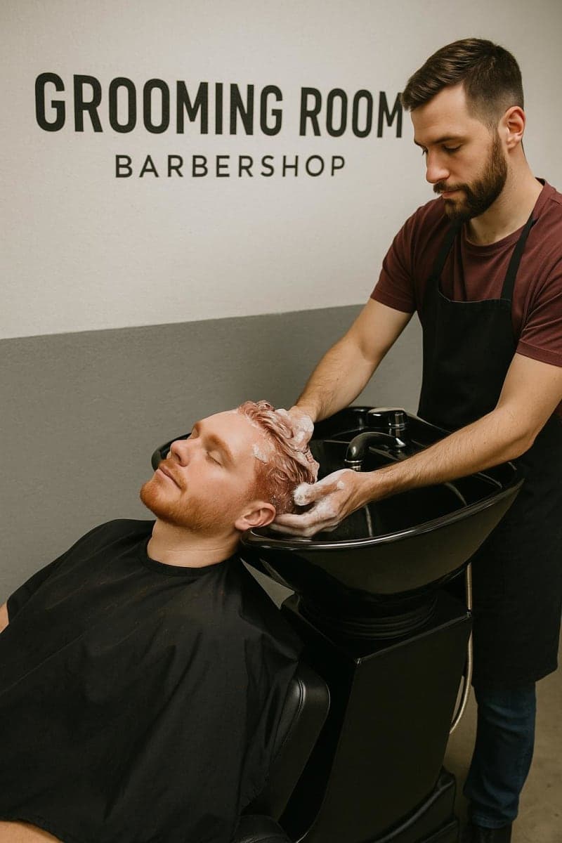 Men's Hair Colouring Services Men's hair colouring service performed in barbershop