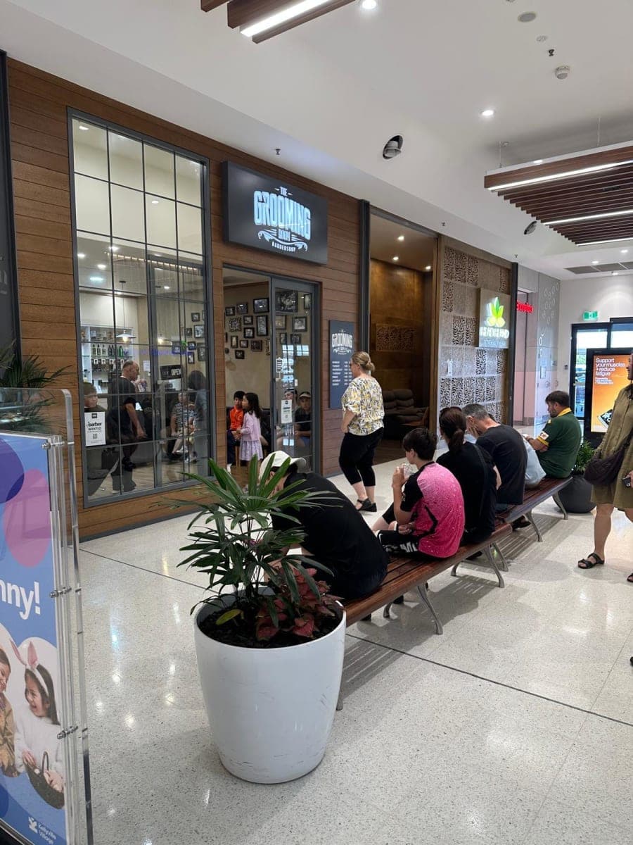 The Grooming Room Barbershop - Kellyville Village Customers waiting inside The Grooming Room Barbershop at Kellyville Village Shopping Centre